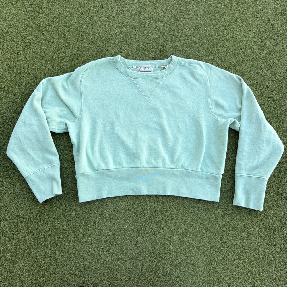 LVC Levi's Vintage Clothing Bay Meadows Mint Green Cropped Sweatshirt Size Med